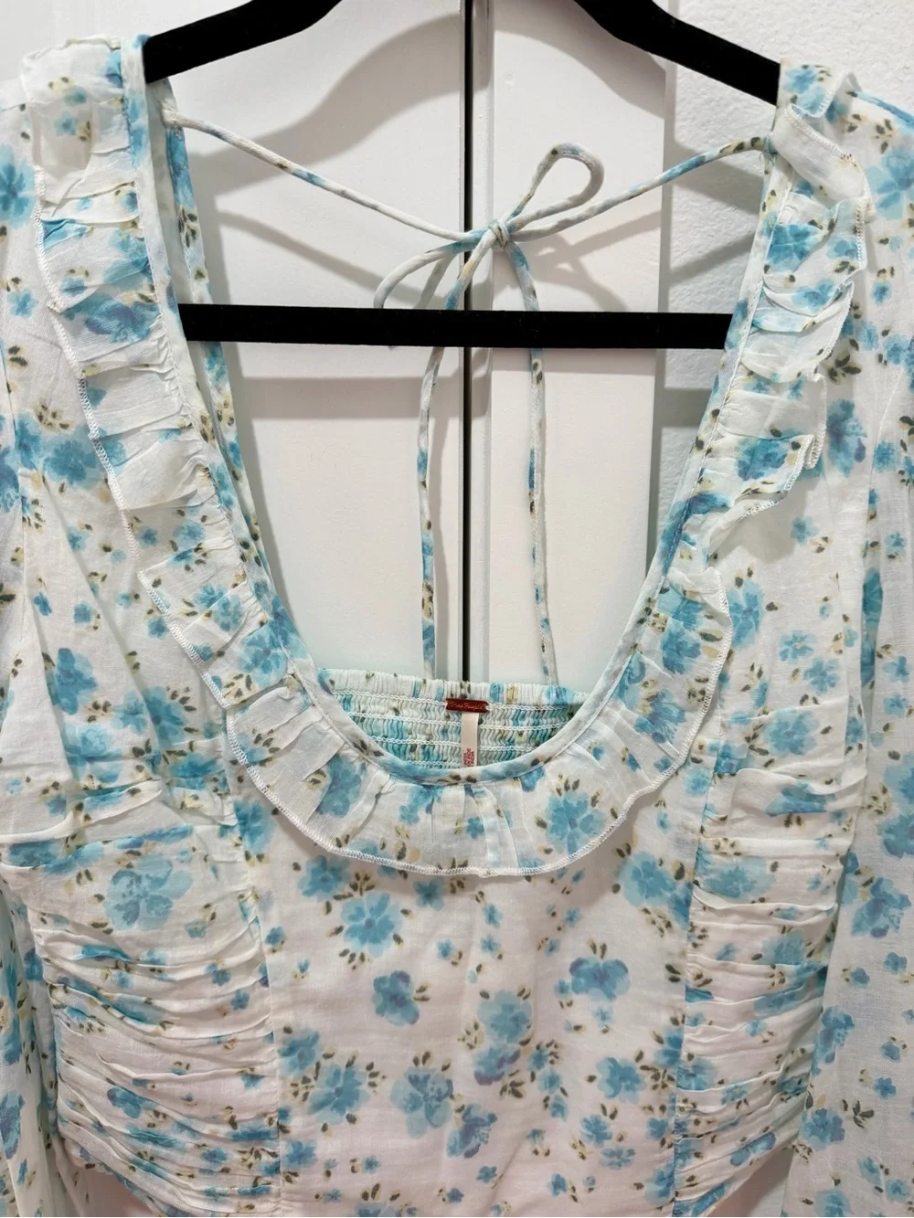 NWT Free People Another Life Printed Top in Light Blue Floral
